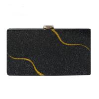 Acrylic hard-surface Clutch Bag with chain black PC