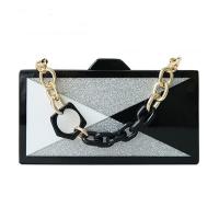 Acrylic hard-surface Clutch Bag with chain & contrast color PC