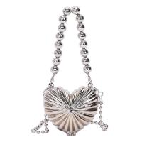 Iron hard-surface Handbag Mini & attached with hanging strap heart pattern silver PC