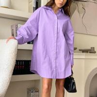 Polyester Women Long Sleeve Shirt & loose patchwork Solid purple PC