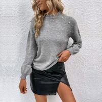 Acrylic Women Sweater & loose knitted gray PC