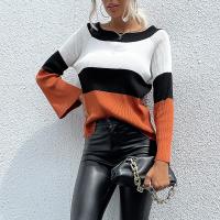 Polyester Women Sweater & loose knitted striped PC