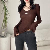 Polyester Slim Women Long Sleeve T-shirt Solid PC