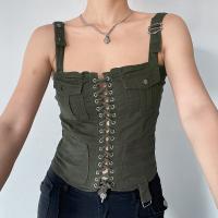 Cotton Slim Tank Top patchwork army green PC