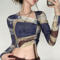 Polyester Vrouwen lange mouwen blouses Afgedrukt veelkleurig stuk