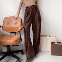 Polyester Women Suit Trousers slimming patchwork Solid brown PC