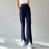 Polyester High Waist Women Long Trousers patchwork Solid PC