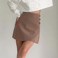 Polyester Package Hip Skirt slimming patchwork Solid brown PC