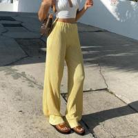 Polyester High Waist Women Long Trousers patchwork Solid PC