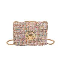 Plaid Fabric Easy Matching Crossbody Bag with chain PC