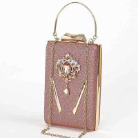 Metal & Polyester Box Bag & Evening Party Clutch Bag with chain & with rhinestone PC