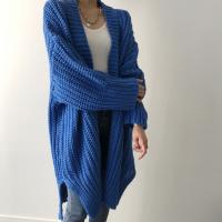 Mixed Fabric & Acrylic & Cotton Women Long Cardigan mid-long style & loose knitted Solid : PC