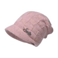 Polyester Knitted Hat thermal & for women & with rhinestone Solid PC