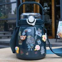 PC-Polycarbonate leakproof & heat preservation Vacuum Bottle portable & attached with hanging strap 304 Stainless Steel & PE Plastic Cartoon PC