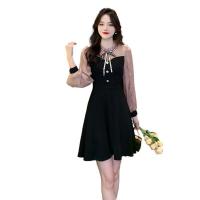 Polyester Slim One-piece Dress patchwork multi-colored PC
