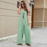 Cotton Women Suspender Trousers & loose & with pocket Solid PC