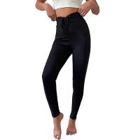 Polyester High Waist Women Long Trousers lift the hip & flexible & skinny Solid black PC