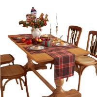 Polyester and Cotton anti-scald Christmas Table Runner dustproof & anti-skidding plaid PC