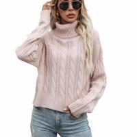 Polyester Women Sweater & loose & thermal Solid pink PC