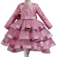 Polyester Princess Girl One-piece Dress with bowknot  PC