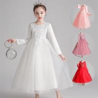Polyester Princess Girl One-piece Dress with bowknot  PC