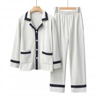 Polyester Women Pajama Set & two piece & loose Pants & top gray Set
