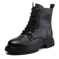 Leather front drawstring Women Martens Boots Solid Pair