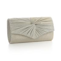 Polyester Pleat Clutch Bag with chain & soft surface Solid light gray PC