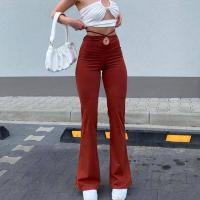 Polyester High Waist Women Long Trousers patchwork Solid red PC