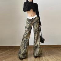 Cotton Women Long Trousers & loose printed camouflage green PC