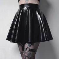 Polyester Skirt slimming patchwork Solid black PC
