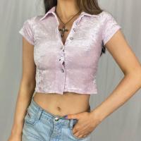 Polyester Crop Top Women Sleeveless T-shirt patchwork PC