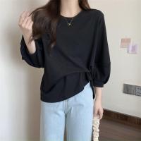 Cotton Women Long Sleeve T-shirt & loose plain dyed Solid PC