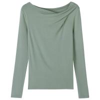 Fibra de viscosa Mujeres camiseta de manga larga, teñido de manera simple, Sólido, más colores para elegir,  trozo