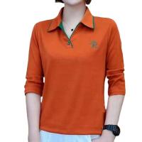 Polyester Plus Size Women Long Sleeve T-shirt slimming plain dyed Solid PC