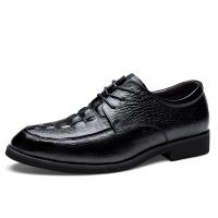 Split Leather & Rubber & Cowhide Low Cut Men Dress Shoes hardwearing & anti-skidding crocodile grain black Pair