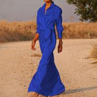 Acrylic & Polyester Waist-controlled & Plus Size One-piece Dress side slit plain dyed Solid PC