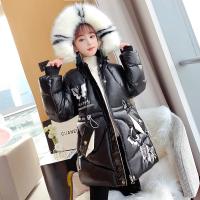 Polyester With Siamese Cap Girl Parkas mid-long style & thermal plain dyed Solid black PC