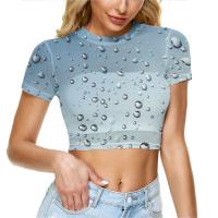 Polyester Slim & Crop Top Women Short Sleeve T-Shirts printed PC