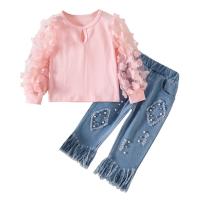Cotton Slim Girl Clothes Set & two piece Pants & top patchwork Set