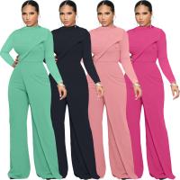 Polyester Long Jumpsuit flexible Solid PC