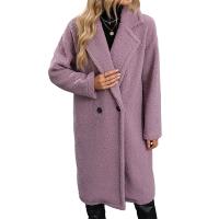 Polyester Women Coat mid-long style & thicken & loose patchwork Solid PC