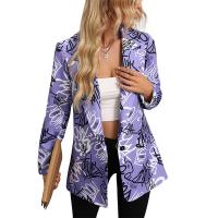 Polyester Women Suit Coat printed letter purple PC