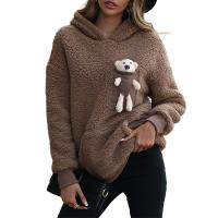 Polyester Women Sweatshirts fleece & loose patchwork camel PC