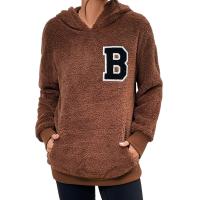 Polyester Women Sweatshirts & loose patchwork letter PC