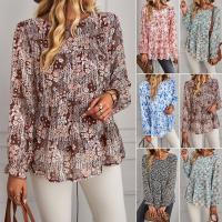 Polyester Vrouwen lange mouwen blouses Afgedrukt Rillen meer kleuren naar keuze stuk