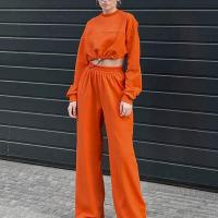Polyester Women Casual Set & two piece Long Trousers & Sweatshirt patchwork Solid Set