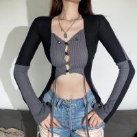 Polyester Slim Women Cardigan knitted gray PC