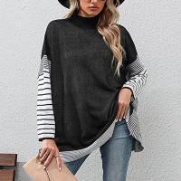 Polyester Women Sweater & loose knitted black PC