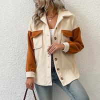 Polyester Women Coat & loose patchwork Apricot PC